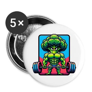 Brocoli pompe - Lot de 5 grands badges (56 mm) - blanc - Devant