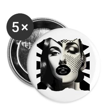 Collage de photos noir et blanc - Lot de 5 grands badges (56 mm) - blanc - Devant