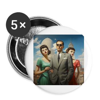 italian retrowave - Buttons large 2.2''/56 mm (5-pack) - white - Front