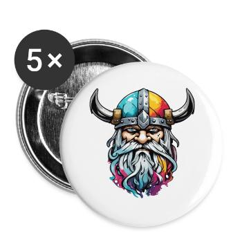 Viking / Thor / Odin / Nordique / Celtique - Lot de 5 grands badges (56 mm) - blanc - Devant