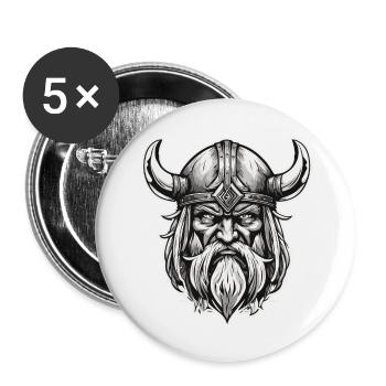 Viking / Thor / Odin / Nordique / Celtique - Lot de 5 grands badges (56 mm) - blanc - Devant