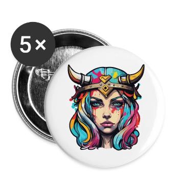 Viking / Thor / Odin / Nordique / Celtique - Lot de 5 grands badges (56 mm) - blanc - Devant