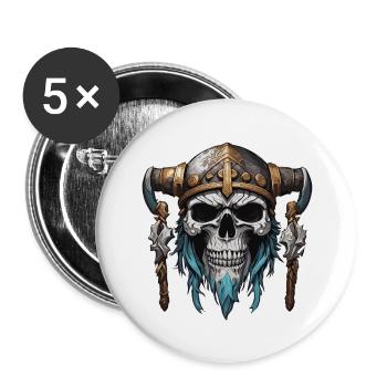 Wikinger / Thor / Odin / nordisch / keltisch - Buttons groß 56 mm (5er Pack) - Weiß - Vorne