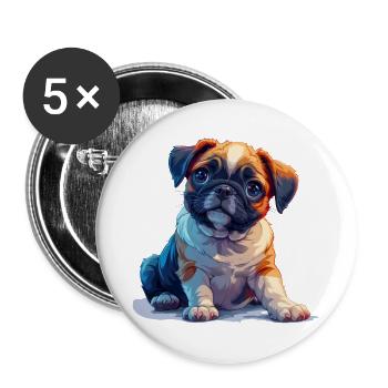 Pug puppy sitting - Buttons large 2.2''/56 mm (5-pack) - white - Front