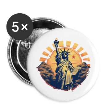 New York USA America Travel Tourist City - Buttons large 2.2''/56 mm (5-pack) - white - Front
