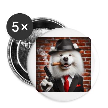 Samojed Mafia - Buttons groß 56 mm (5er Pack) - Weiß - Vorne