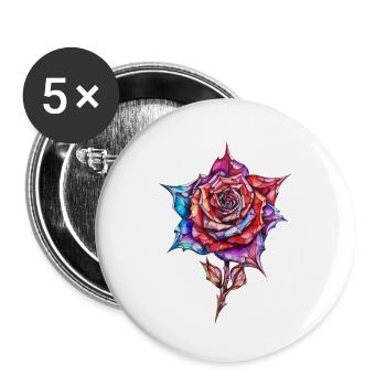 Diamant Rose - Buttons groß 56 mm (5er Pack) - Weiß - Vorne