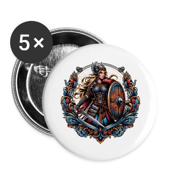 Vierge bouclier - Lot de 5 grands badges (56 mm) - blanc - Devant