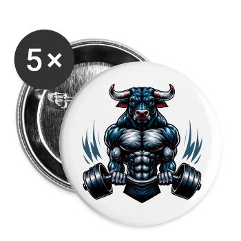 Taureau fort - Lot de 5 grands badges (56 mm) - blanc - Devant