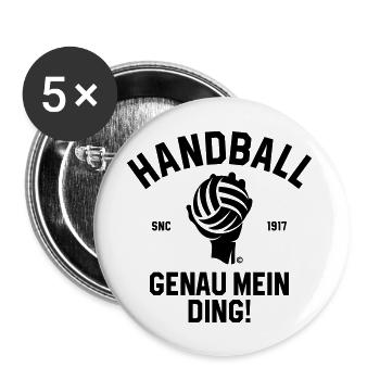 HANDBALL GENAU MEIN DING - Buttons groß 56 mm (5er Pack) - Weiß - Vorne