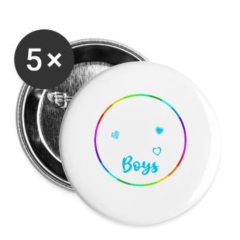 Mom of Boys - Buttons groß 56 mm (5er Pack) - Weiß - Vorne