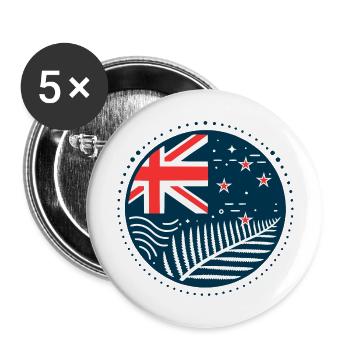 New Zealand Aotearoa Kiwi 7 - Buttons large 2.2''/56 mm (5-pack) - white - Front