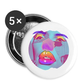 Pop Art bright collage - Buttons large 2.2''/56 mm (5-pack) - white - Front
