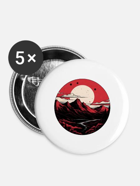 Full moon mountains - Buttons large 2.2''/56 mm (5-pack) - white