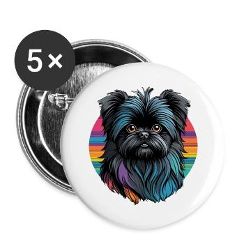 Affenpinscher - Lot de 5 grands badges (56 mm) - blanc - Devant