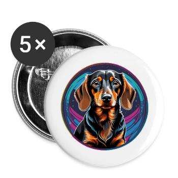 Dachshund - Buttons large 2.2''/56 mm (5-pack) - white - Front