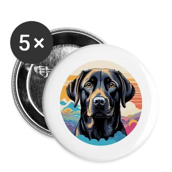 Labrador Retriever - Lot de 5 grands badges (56 mm) - blanc - Devant