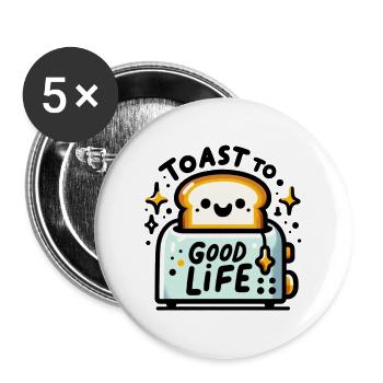 Toast to good Life - Buttons large 2.2''/56 mm (5-pack) - white - Front