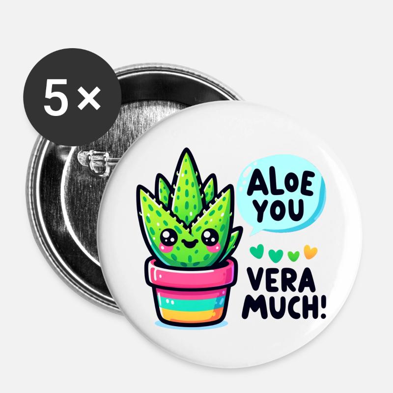 Aloe you vera much - Buttons large 2.2''/56 mm (5-pack) - white