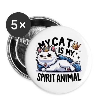 My cat is my spirit Animal - Buttons groß 56 mm (5er Pack) - Weiß - Vorne
