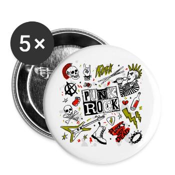 Graffiti Inspiration mit Puls und Herzen - Buttons groß 56 mm (5er Pack) - Weiß - Vorne