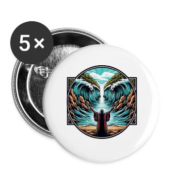 Moses parted the sea. - Buttons large 2.2''/56 mm (5-pack) - white - Front