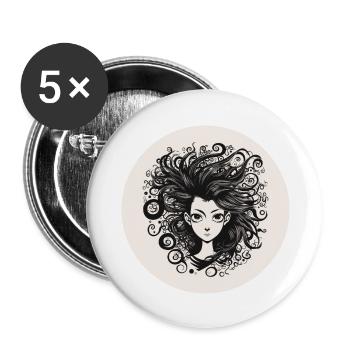 Frau - Buttons groß 56 mm (5er Pack) - Weiß - Vorne