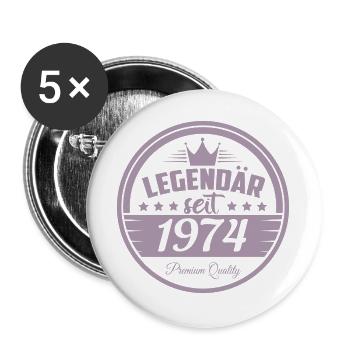 Legendär seit 1974 - Buttons groß 56 mm (5er Pack) - Weiß - Vorne