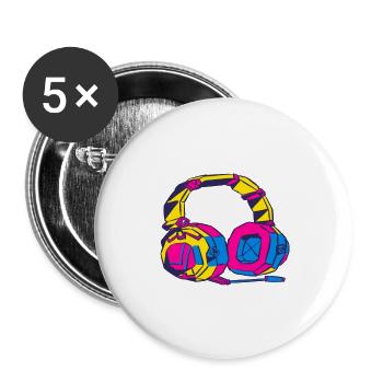 Colorful Geometric Headphones. Headset - Buttons large 2.2''/56 mm (5-pack) - white - Front