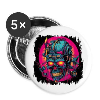 present idea exoskeletal skater statement bday - Buttons groß 56 mm (5er Pack) - Weiß - Vorne