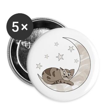 chat - Lot de 5 grands badges (56 mm) - blanc - Devant