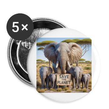 Elephant Family - Buttons large 2.2''/56 mm (5-pack) - white - Front