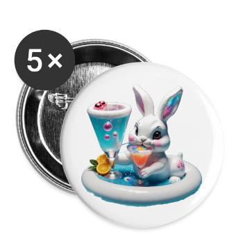 Cocktail Bunny - Buttons groß 56 mm (5er Pack) - Weiß - Vorne