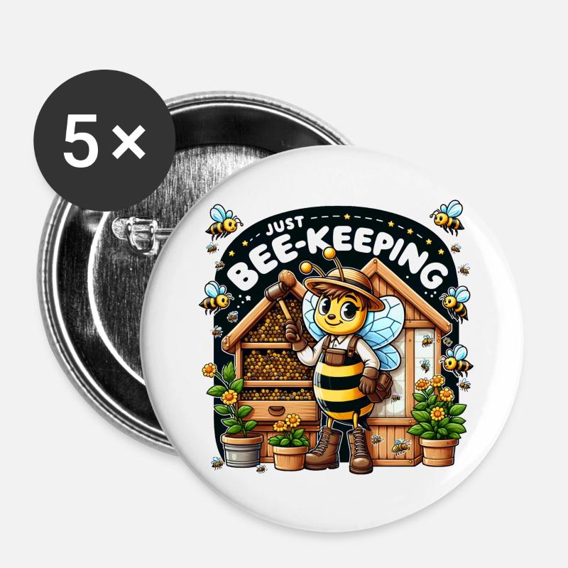 Just Bee-Keeping - Buttons large 2.2''/56 mm (5-pack) - white