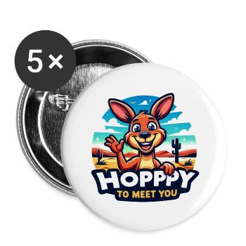 Hopppy to meet you - Buttons large 2.2''/56 mm (5-pack) - white - Front