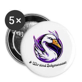 cygne Schwanau 2 - Lot de 5 grands badges (56 mm) - blanc - Devant