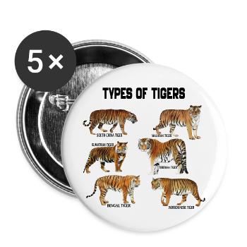 Types Of tigers - tigers Family Breeds - Buttons large 2.2''/56 mm (5-pack) - white - Front