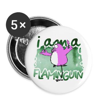 I am a Flaminguin - Buttons groß 56 mm (5er Pack) - Weiß - Vorne