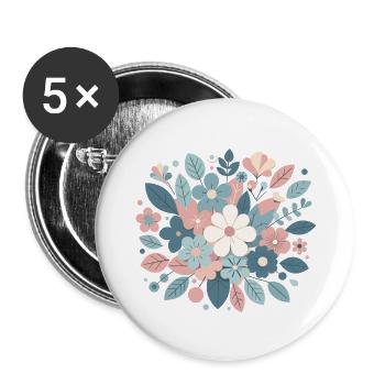 Pastel-coloured floral arrangement - Buttons large 2.2''/56 mm (5-pack) - white - Front