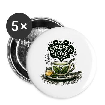 Steeped in Love - Buttons large 2.2''/56 mm (5-pack) - white - Front