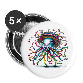 jellyfish quallen hut tiere trend 2024 bunt - Buttons groß 56 mm (5er Pack) - Weiß - Vorne