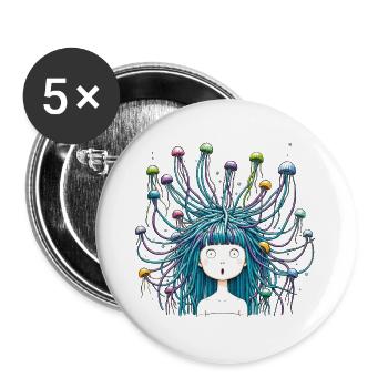 Jellyfish Girl Jellyfish Animal Trend 2024 Haircut - Buttons large 2.2''/56 mm (5-pack) - white - Front