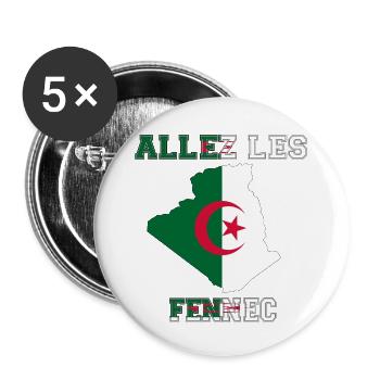 Allez LES fennec Maillot de Pied l'Algérie - Lot de 5 grands badges (56 mm) - blanc - Devant