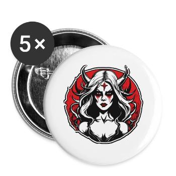 diabolical woman / blood / gothic / heavy metal - Buttons large 2.2''/56 mm (5-pack) - white - Front