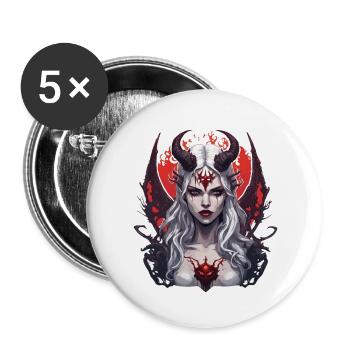 diabolical woman / blood / gothic / heavy metal - Buttons large 2.2''/56 mm (5-pack) - white - Front