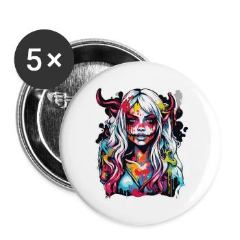diabolical woman / blood / gothic / heavy metal - Buttons large 2.2''/56 mm (5-pack) - white - Front
