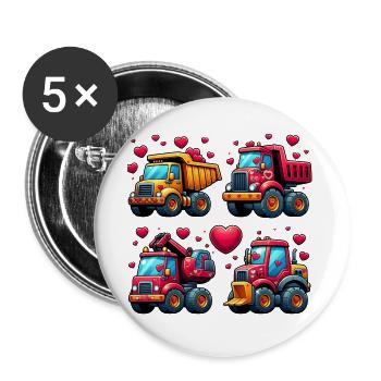 Tiny Builders' Affection - T-shirt de construction - Lot de 5 grands badges (56 mm) - blanc - Devant