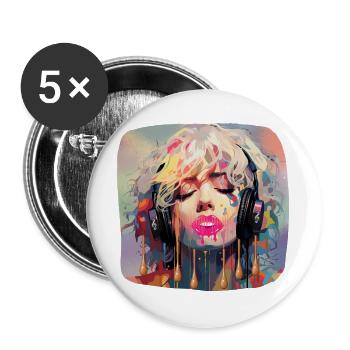 Pop Art & Musique - Lot de 5 grands badges (56 mm) - blanc - Devant