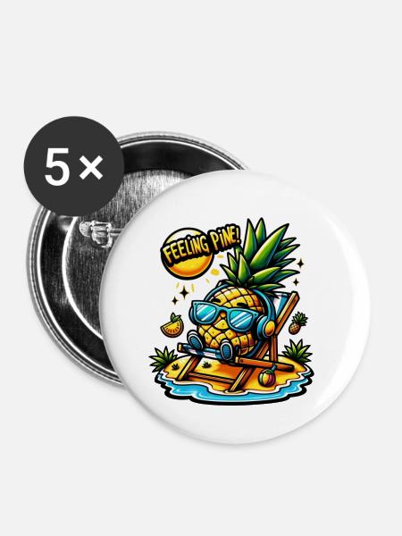 Feeling Pine - Buttons groß 56 mm (5er Pack) - Weiß
