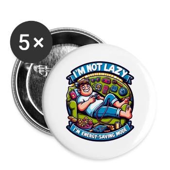 I'm not Lazy in Energy Saving Mode - Buttons large 2.2''/56 mm (5-pack) - white - Front